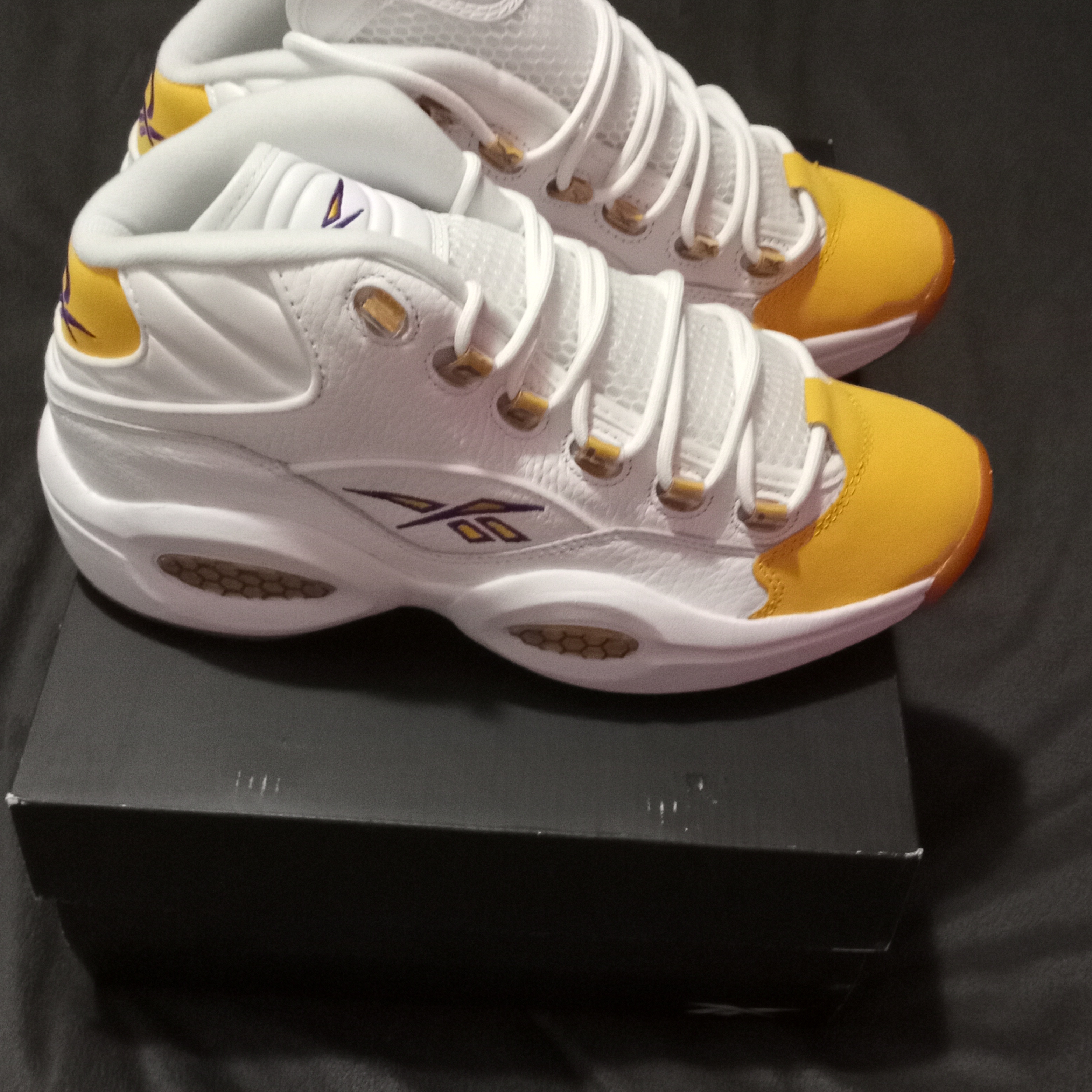 Reebok White And Yellow Athletic Shoes With Bold Design